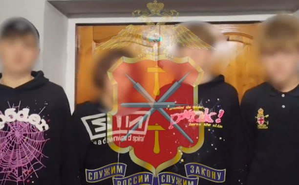 Задержанные по делу о вандализме в парке Кимовска подростки (лица скрыты)