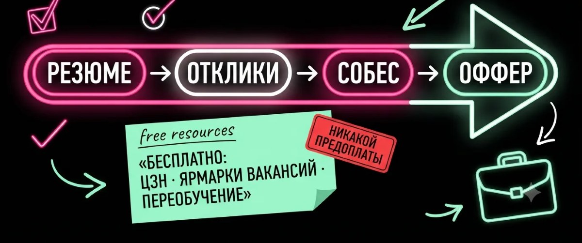 Путь к первой работе: резюме, отклики, собеседование, оффер; бесплатно через центр занятости
