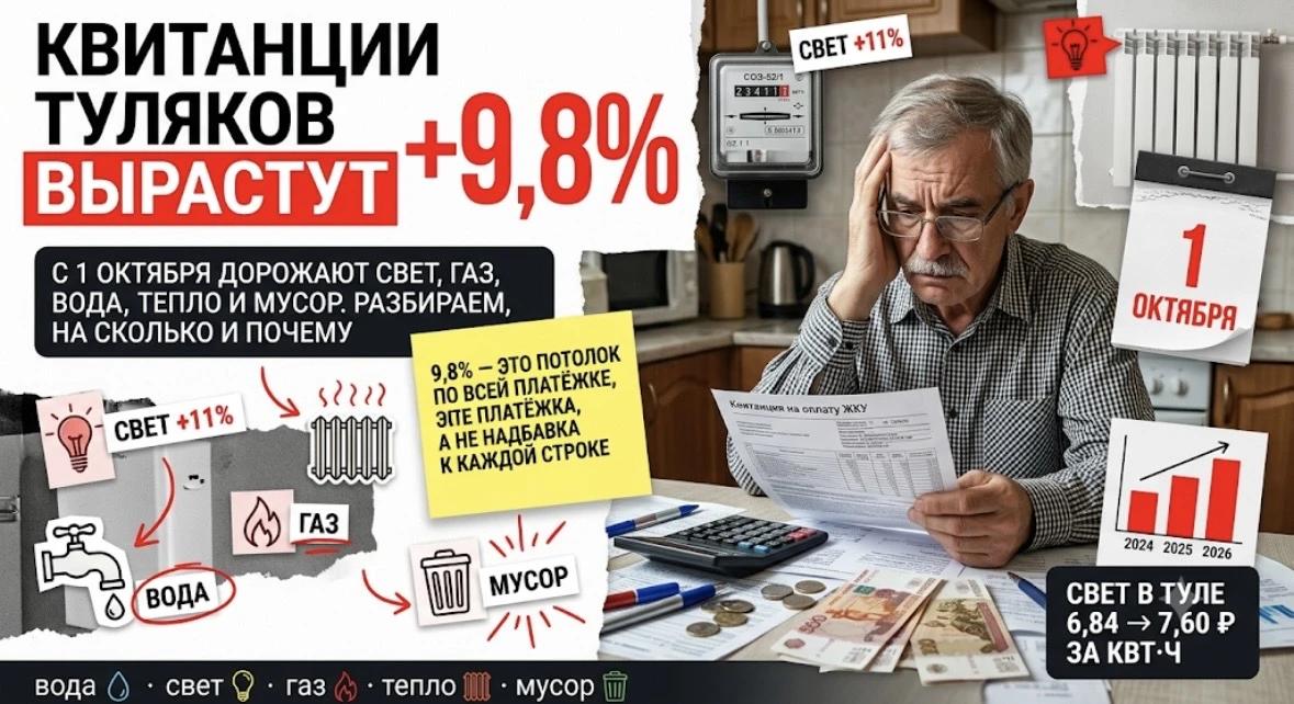 С 1 октября в Тульской области дорожает коммуналка