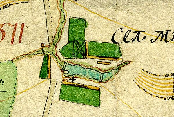 Фрагмент плана генерального межевания, 1790-е годы: село Михайловское — будущее