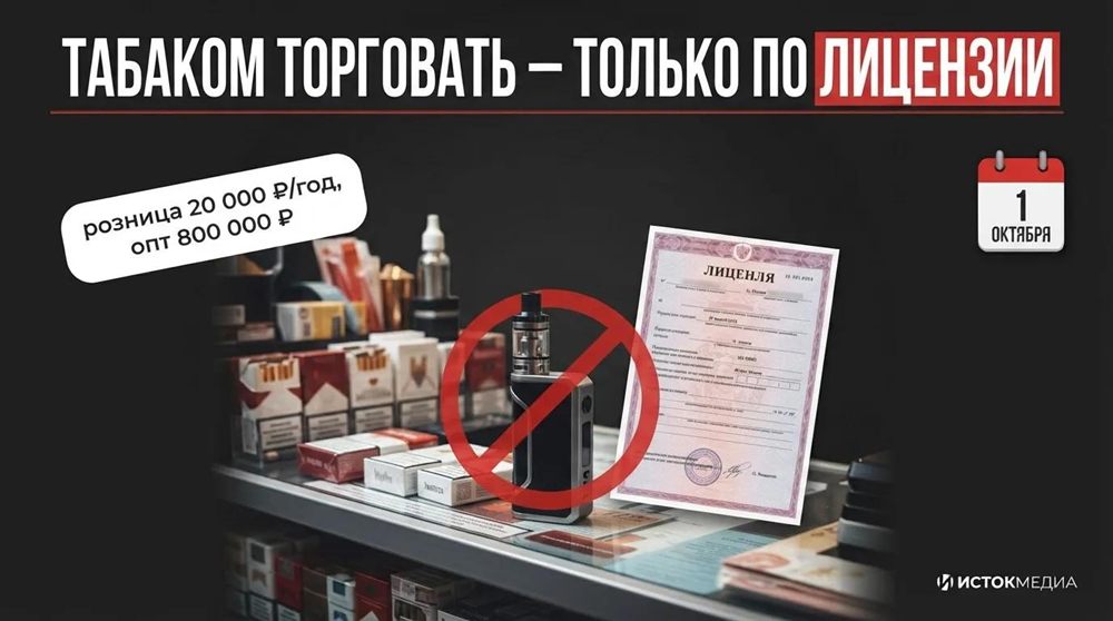 Табаком торговать только по лицензии: розница 20 000 рублей в год, опт 800 000